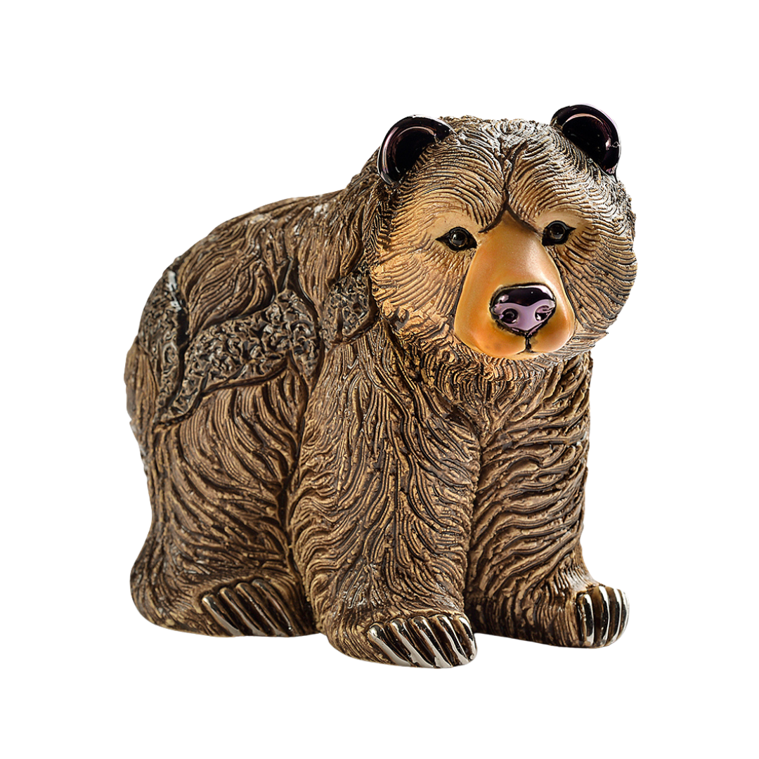 Figurine en bois grizzly détaillée de 15,2 cm sur socle - 172381